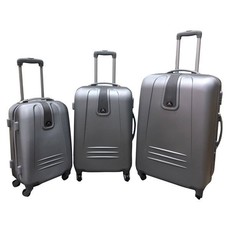 3 Piece Sleek Luggage Set - Silver