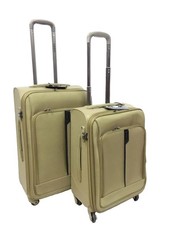 Alain Delon Trolley 2 Piece Travel Luggage Spinner - Beige Fabric