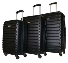 Elegant Mykonos 3 Piece Trolley Case Set - Black