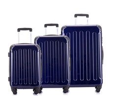 Hazlo 3 Piece ABS+PC Hard Luggage Trolley Bag Set - Blue