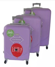 Mooistar 3 Piece Lightweight Luggage Set - Light Purple