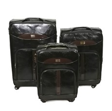 Mooistar Set of 3 PU Leather Travel Suitcases 28'24'22'inch-Black