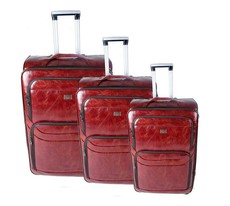 Nexco Luggage Bag Set of 3 PU Leather Travel Suitcases 28'24'22' inch - Red