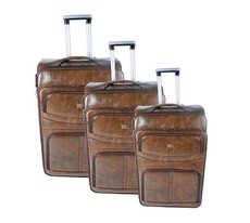 Nexco Luggage Set of 3 PU Leather Travel Suitcases 28'24'22' inch - Brown