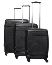 Pierre Cardin Polypropylene Hard Shell 3 Piece Luggage Set - Black