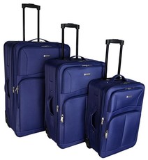Voss Urban Peak 3 Piece Soft Side Luggage Set - Blue