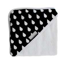 Poogy Bear Hooded Towel Black Raindrops