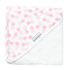 Poogy Bear Hooded Towel Pink Pineapples with towelling inside Hood