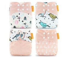 Happy Flute Light Pink 4 Pack Reusable Baby Diapers