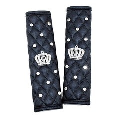 2 Piece Luxury Shinning Crown & Diamonds Car Seat Shoulder Strap Cover