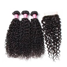 Kinky Curl 16inches 3Bundles + 12Inches Closure