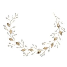 Olive Tree - Metal Leaf & Pearl Styled Headband - Bridal / Formal Event