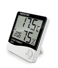 Digital Temperature Humidity Meter Clock - White