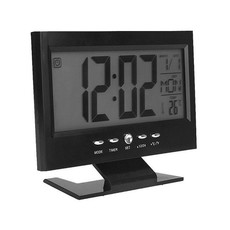 LCD Digital Table Temperature Sensor Lightup Clock- Black