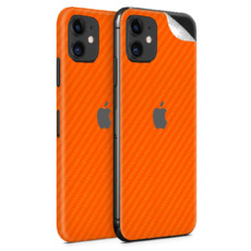 Orange Carbon Fibre Vinyl Skin for iPhone 11 - Two Pack
