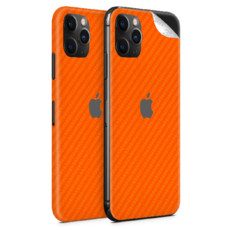 Orange Carbon Fibre Vinyl Skin for iPhone 11 Pro Max - Two Pack