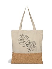 Cotton & Cork Bag with Tropical Leaf Design