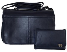 Fino 2 Pc Multi-Compartment Bag with Purse Set - Dark Blue