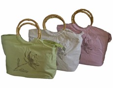 Fino 3 Piece Linen Bamboo Handle Bag Set