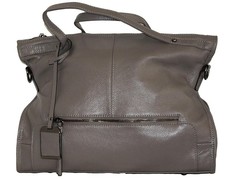 Fino Genuine Leather Shoulder Bag - Grey