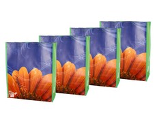 Fino Glossy Eco-Friendly Reusable Shopping Bag - Set of 4 - Sunflower