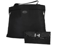 Fino Microfiber Shoulder Bag & Purse Set - Black