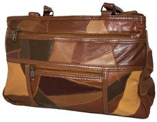 Fino Patch Genuine Leather Triple Top Zip Handbag