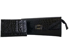 Fino Patent Pu Leather Clutch Bag with Purse - Black