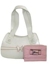 Fino PU Leather Bow Design Shoulder Bag - White & Pink
