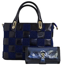 Fino Retro Patent Embossed Shoulder Bag Handbag Purse - Blue