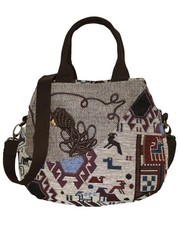 Fino Stylish Linen Handmade Shoulder & Handbag - Brown