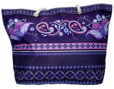 Fino Stylish Summer Beach Bag with Exotic Print - Purple & Pink