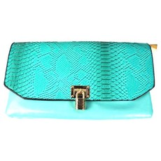 Lily & Rose Faux Snake Clutch - Turquoise