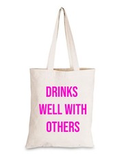 Love & Sparkles 100% Eco Cotton Tote Shopper with Drinks slogan pink