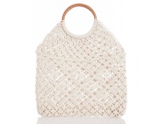 Quiz Ladies Cream Crochet Circle Handle Bag - Cream