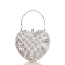 Quiz Ladies Diamante Heart Bag - Silver