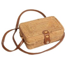 summer straw beach bambook hand shoulder bag for women