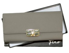 Fino Press Stud Grey Pu Leather Purse with Box