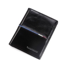 Bison Denim Genuine Cowskin Leather Wallet for Men - Oil Wax Black