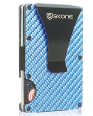 Blue Minimalist Wallet - Card Holder RFID Blocking - Carbon Fiber