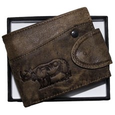Fino Genuine Leather Bifold Cowskin Wallet in gift Box- BROWN