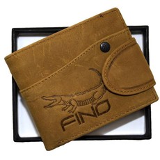 Fino Genuine Leather Bifold Gents Wallet in gift Box- Camel