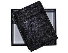Fino Stylish Genuine Leather Slim Wallets with Box - Black