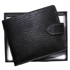 Fino Top Grain Genuine Leather Slim Bifold Wallet with Box - Black