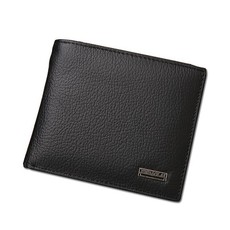 Genuine Leather Men's Wallet With Coin Pocket - Black