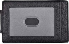 Leather RFID Wallet with Magnetic Front Pocket Money Clip - Black