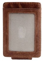 Leather RFID Wallet with Magnetic Front Pocket Money Clip - Brown