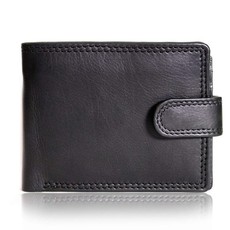 Nuvo - Black Genuine Leather Men's Wallet with Tab - 117