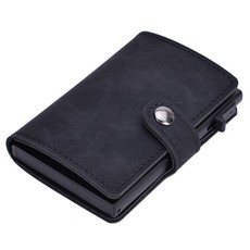 Slim Pop-Up Clip Leather Card Wallet (Black)
