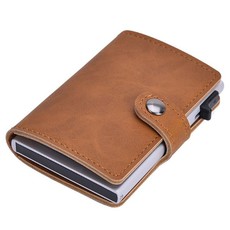 Slim Pop-Up Clip Leather Card Wallet (Brown)